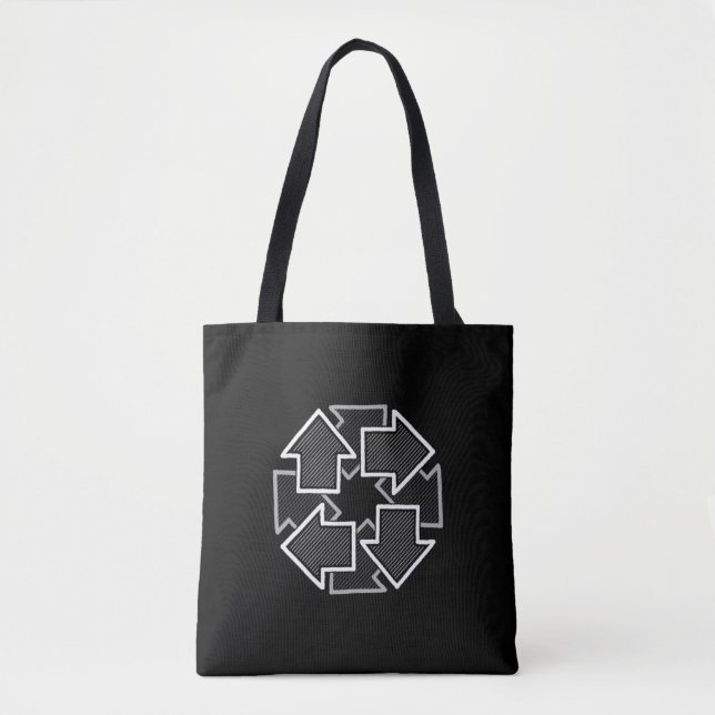 Clockwise Arrows Minimal Geometric Black Variant 2 Tote Bag (Front)