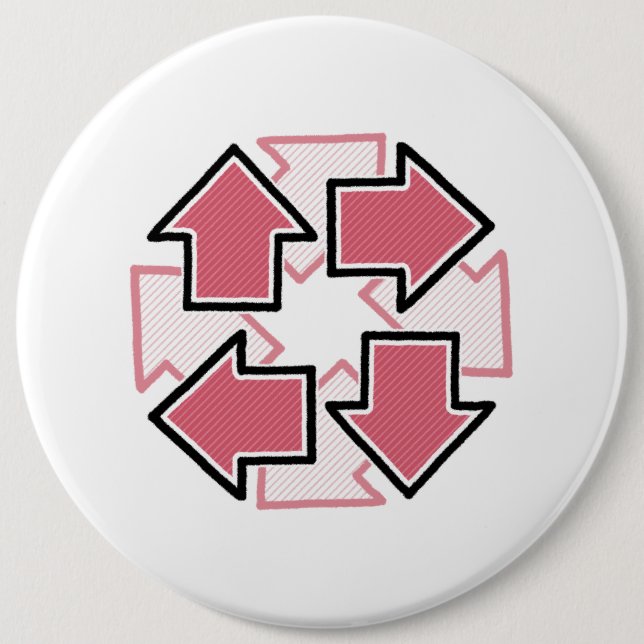 Clockwise Arrows Minimal Geometric Red 6 Cm Round Badge (Front)