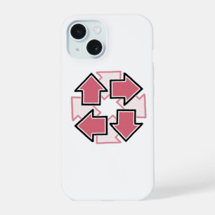 Clockwise Arrows Minimal Geometric Red iPhone 15 Case