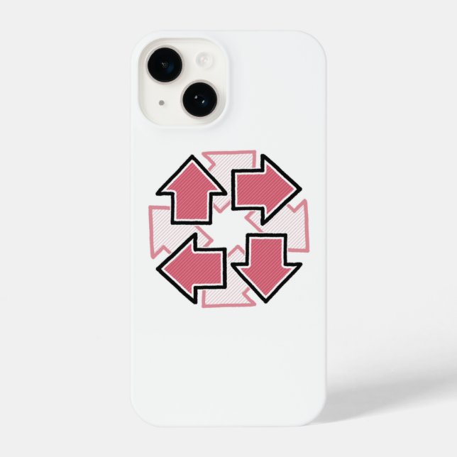 Clockwise Arrows Minimal Geometric Red iPhone Case (Back)