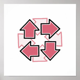 Clockwise Arrows Minimal Geometric Red Poster