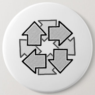 Clockwise Arrows Minimal Geometric White Variant 1 6 Cm Round Badge