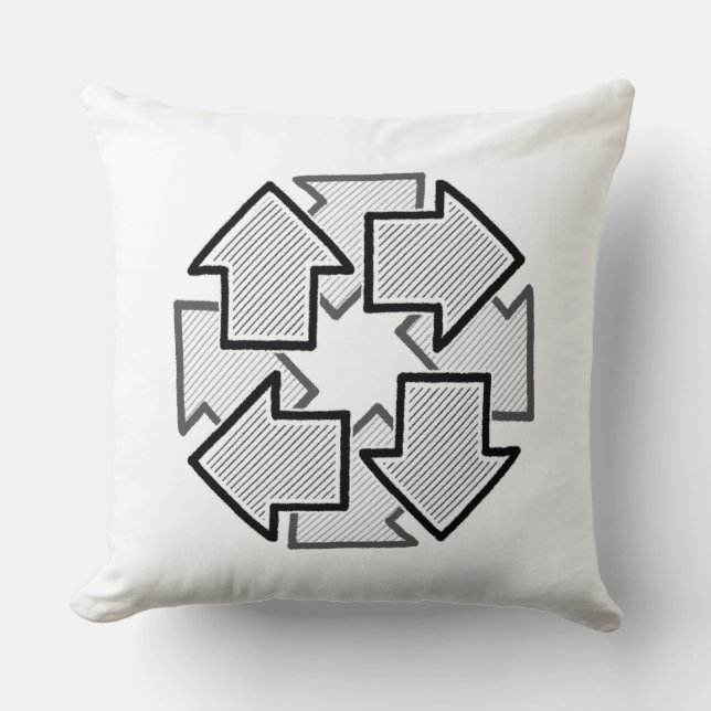 Clockwise Arrows Minimal Geometric White Variant 1 Cushion (Front)