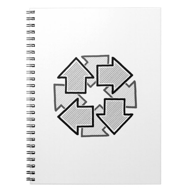 Clockwise Arrows Minimal Geometric White Variant 1 Notebook (Front)