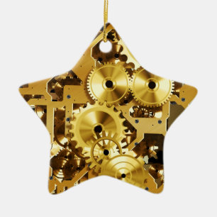 Clockwork 1 Star Ceramic Tree Decoration