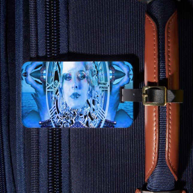 Clockwork Blue Luggage Tag (Front Insitu 4)