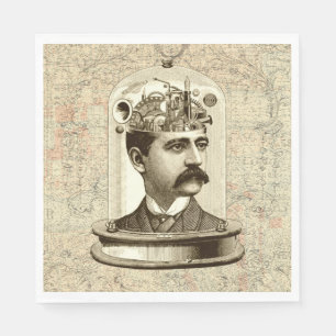 Clockwork Brain STEAMPUNK vintage Napkin