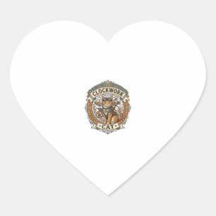 Clockwork Cat Cat Steampunk Vintage Vector Art Shi Heart Sticker