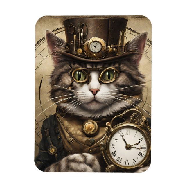 Clockwork Cat Magnet (Vertical)