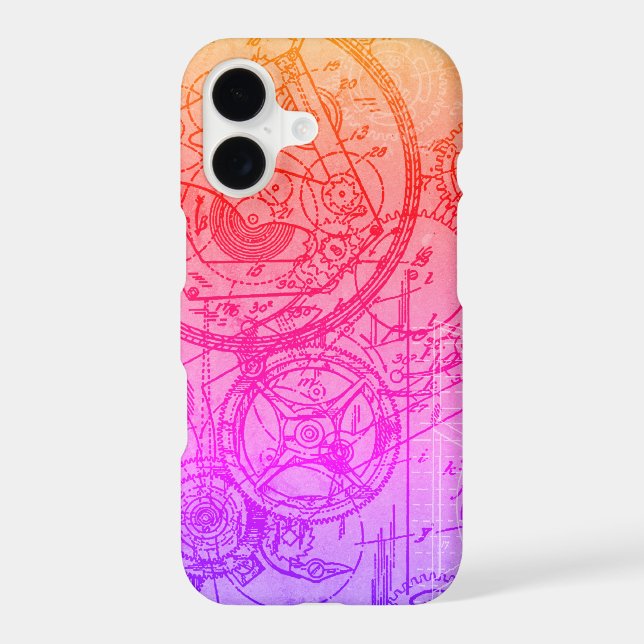 Clockwork Collage Colourful iPhone Case (Back)