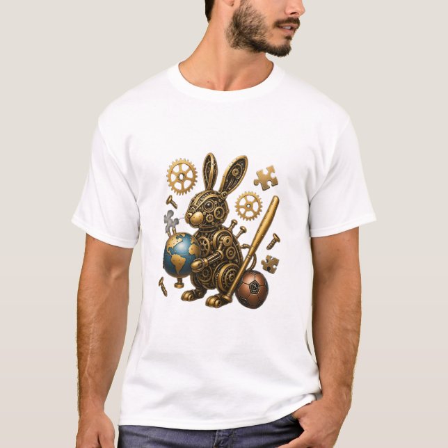 Clockwork Explorer: The Steampunk Mech-Rabbit of G T-Shirt (Front)