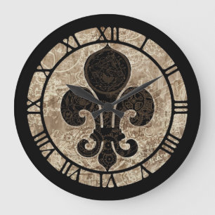 Clockwork Fleur De Lis Large Clock