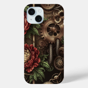 Clockwork Floral Pattern iPhone 15 Case