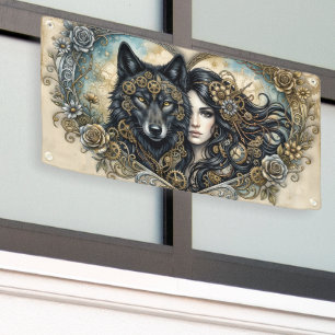 Clockwork Hearts The Eternal Bond of Wolf and Soul Banner
