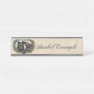 Clockwork Hearts The Eternal Bond of Wolf and Soul Desk Name Plate