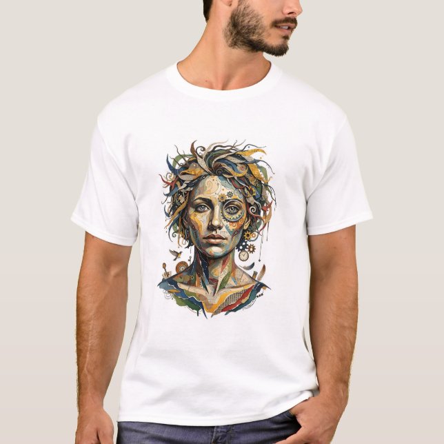Clockwork Muse — A Surreal Steampunk Portrait T-Shirt (Front)