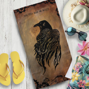 Clockwork Raven Beach Towel