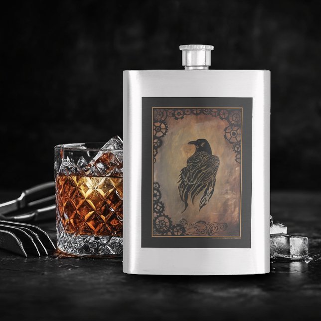Clockwork Raven Hip Flask (Creator Uploaded)