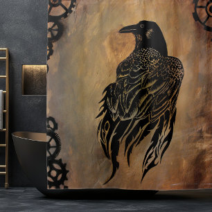 Clockwork Raven Shower Curtain