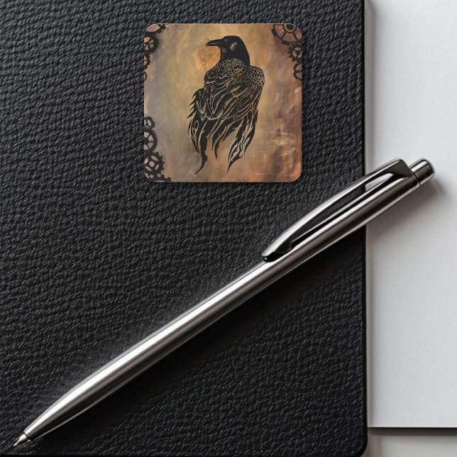 Clockwork Raven Square Sticker (Creator Uploaded)
