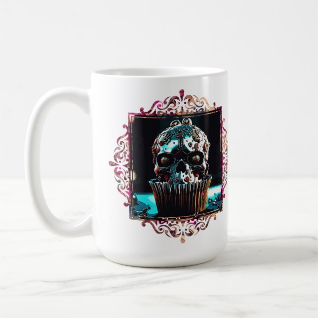 Clockwork Skull Cupcake Coffee Mug (Left)