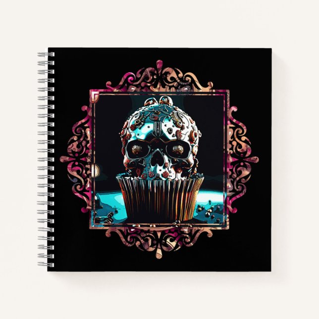 Clockwork Skull Cupcake Notebook (Front)