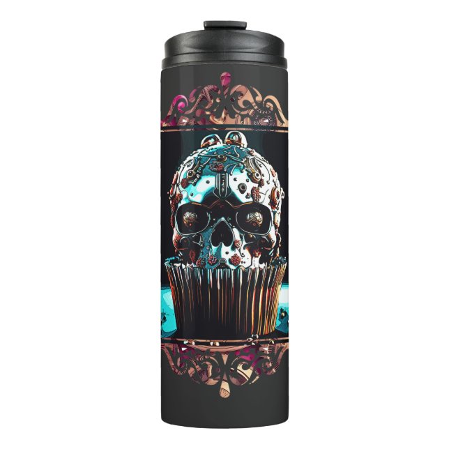 Clockwork Skull Cupcake Thermal Tumbler (Front)