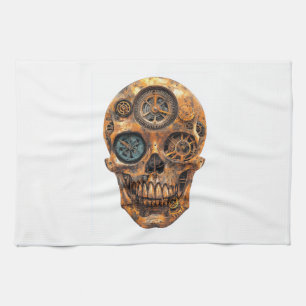 Clockwork Skull Fusion Tea Towel