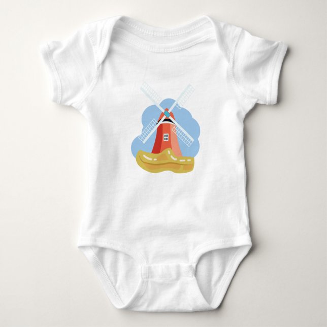 Clog and Windmill Baby Bodysuit (Front)