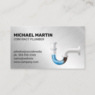 Clogged Pipe Aluminium Metal Background Business Card
