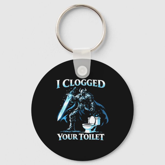 Clogged toilet funny alpha wolf meme stupid key ring (Front)
