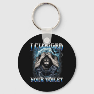 Clogged Toilet Funny Alpha Wolf Meme Stupid Key Ring