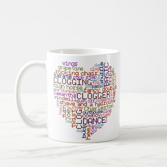 Clogger Clogging Word Art Coffee Mug (Left)