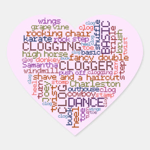 Clogger Clogging Word Art Heart Sticker