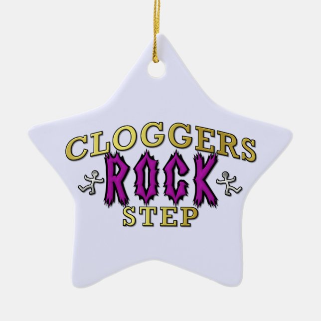Cloggers Rock Step Clogging Dance Ceramic Tree Decoration (Front)