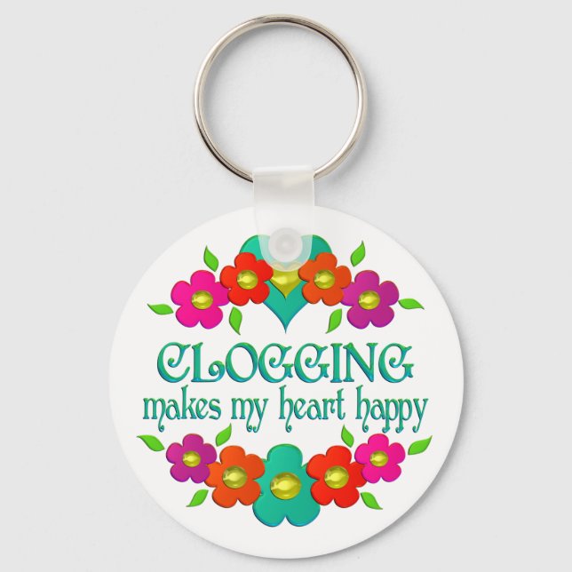Clogging Heart Happy Key Ring (Front)