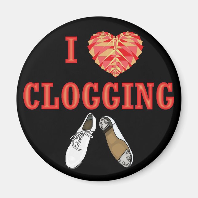 Clogging I Love Heart Dancing Clogger Magnet (Front)