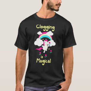 Clogging Is Magical Dancing Unicorn Yellow Text T-Shirt