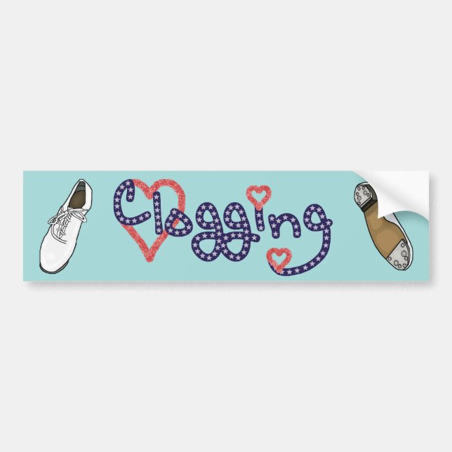Clogging Love Stars Hearts Bumper Sticker (Front)