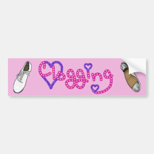 Clogging Love Stars Hearts Pink Bumper Sticker