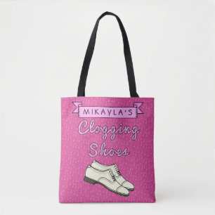 Clogging Shoes Pink Cloggers Personalised Name Tote Bag