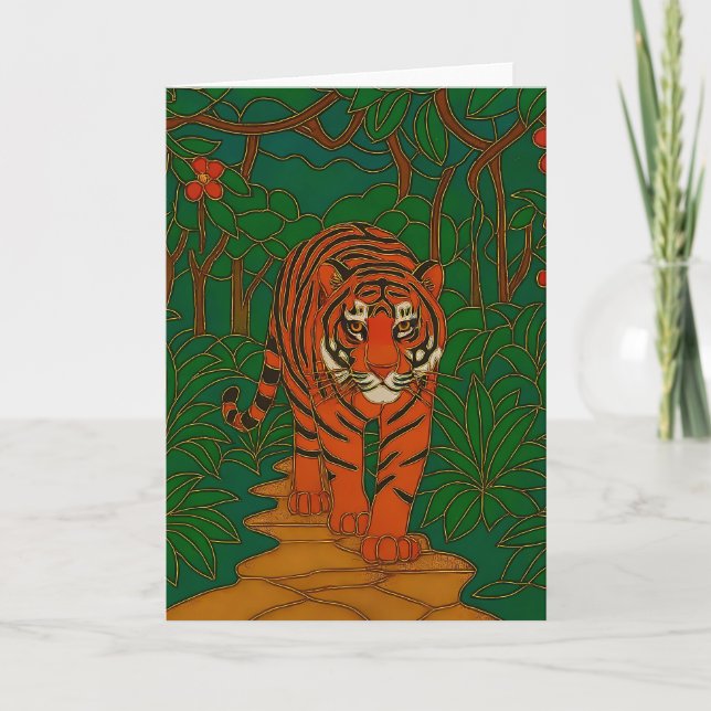 Cloisonne Art Tiger on the Jungle Path Card (Front)