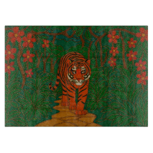 Cloisonne Art Tiger on the Jungle Path Cutting Board