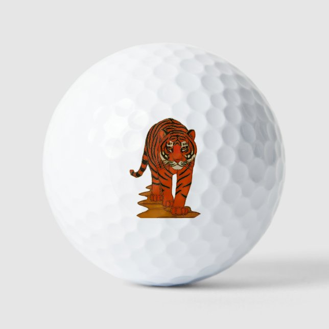 Cloisonne Art Tiger on the Jungle Path Golf Balls (Front)