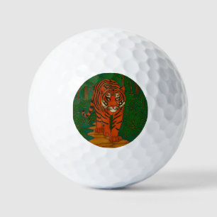 Cloisonne Art Tiger on the Jungle Path Golf Balls