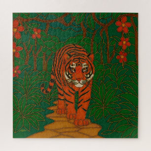 Cloisonne Art Tiger on the Jungle Path Jigsaw Puzzle