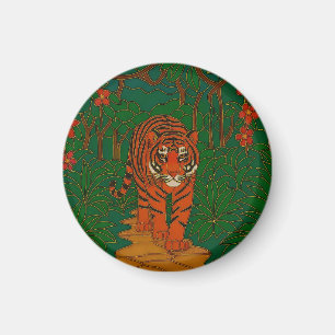 Cloisonne Art Tiger on the Jungle Path Magnet