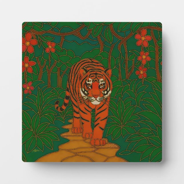 Cloisonne Art Tiger on the Jungle Path Plaque (Front)