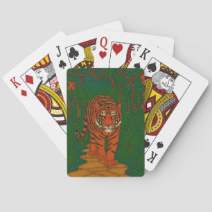 Cloisonne Art Tiger on the Jungle Path Playing Cards