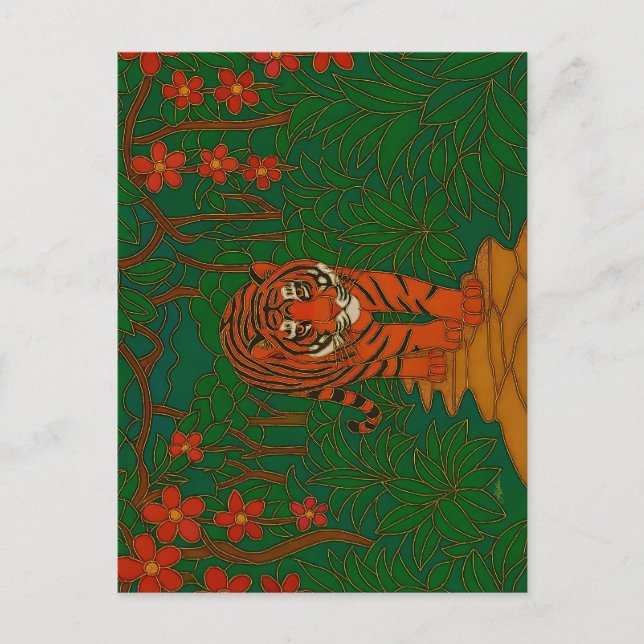 Cloisonne Art Tiger on the Jungle Path Postcard (Front)